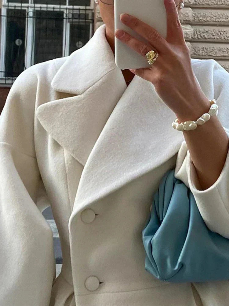 | Coat with Puff Sleeves and Lapels