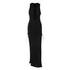 Halter Lace Up Cutout Side Slit Bodycon Maxi Dress