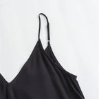 Spaghetti Strap Deep V-Neck Loose Fit A-Line Maxi Dress