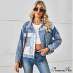 Autumn Denim Stand Collar Patchwork Slim Fit High Waist Jacket