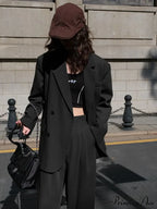 Autumn Solid Loose Double Breasted OverFashion Suit
