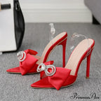 Crystal Butterfly Elegant Sandals - Purple Green Heels