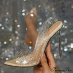 Crystal Rhinestone PVC Transparent Women Pumps Sandal Stilettos High Heels Wedding Party Shoe