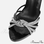 New Arrival Silver Crystal Narrow Band Women's Sandals - Summer Party Wedding Prom Shoes - Platform Open Toe High Heels