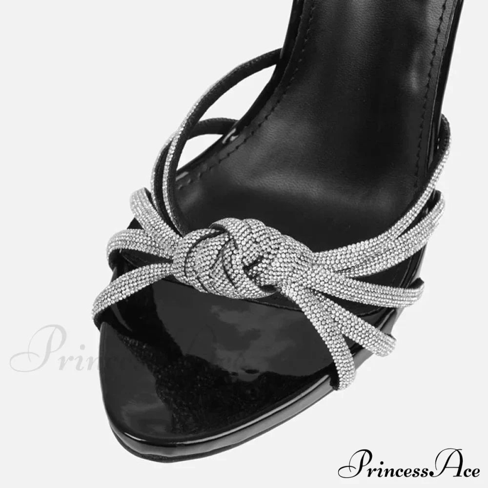 New Arrival Silver Crystal Narrow Band Women's Sandals - Summer Party Wedding Prom Shoes - Platform Open Toe High Heels