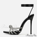New Arrival Silver Crystal Narrow Band Women's Sandals - Summer Party Wedding Prom Shoes - Platform Open Toe High Heels