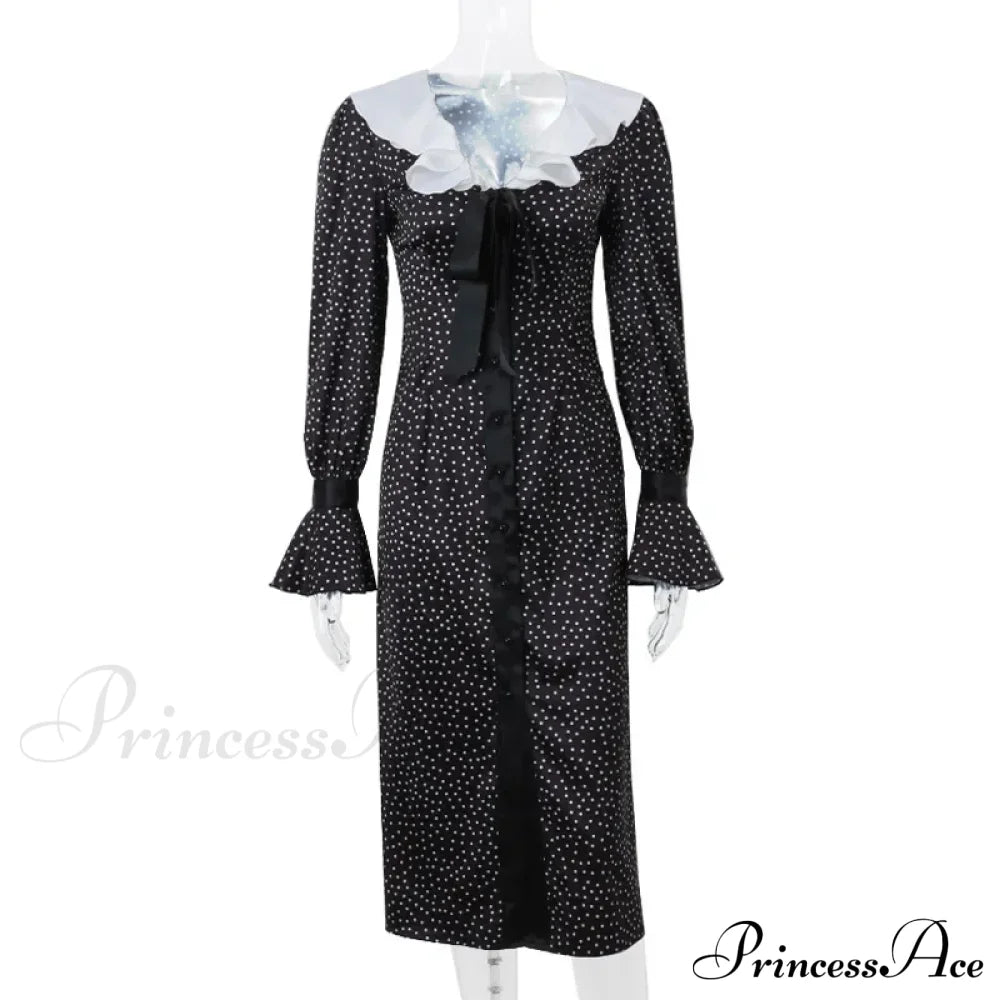New Autumn Fashionable French Style Floral Long-sleeved Elegant Casual Vestidos Midi Dress