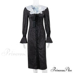 New Autumn Fashionable French Style Floral Long-sleeved Elegant Casual Vestidos Midi Dress