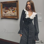 New Autumn Fashionable French Style Floral Long-sleeved Elegant Casual Vestidos Midi Dress