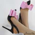 Spring Summer Women's Crystal Bowknot Slingback Sandals - Pointed Toe High Heels Wedding Prom Shoes