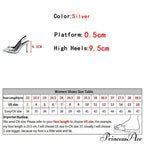 Spring Women's Silver High Heel Pumps with Pleated Pointed Toe and Back Buckle Strap