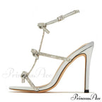 Summer Fashion Glitter Rhinestone Bowknot Women's Gladiator High Heels Sandals Open Toe Party Dress Shoes