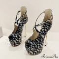 Summer Platform High Heels Pumps Sandal Women Sexy Snake Print Peep Toe Buckle Strap Banquet Dress Shoe