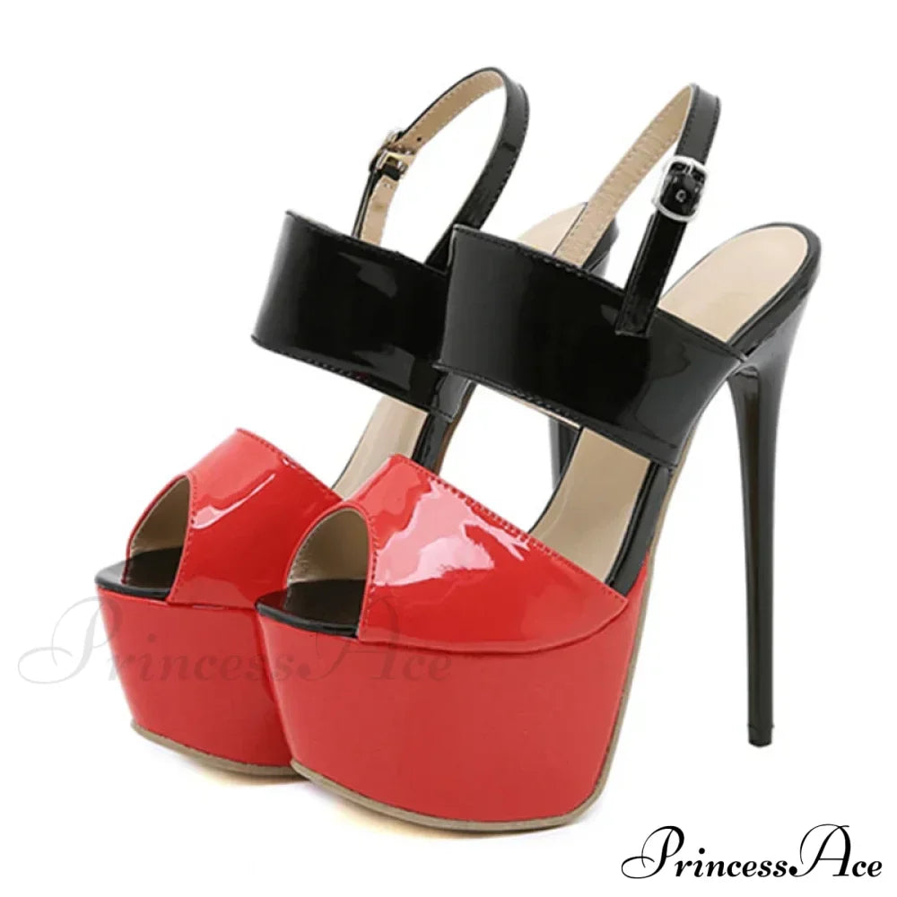 Summer Style Sexy 17cm Women Sandals High Heels Open Toe Buckles Nightclub Party Shoes Black Size 35-42