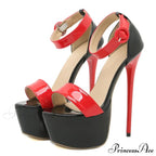 Summer Style Sexy 17cm Women Sandals High Heels Open Toe Buckles Nightclub Party Shoes Black Size 35-42