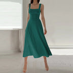 Ingrid Effortless Dress with Square Neckline Elevated Occasion Wear