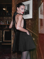 Little Black Dress Halter Bow Tie Backless Sexy Party Short Dresses