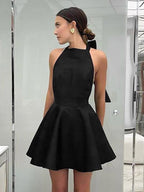 Little Black Dress Halter Bow Tie Backless Sexy Party Short Dresses