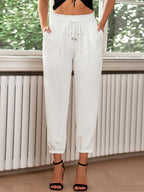Pants Brick Red Lace Up Raised Waist Trousers