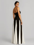 Contrast Color Maxi Dress Pleated A-line Spaghetti Strap Party Dresses For Women 2026