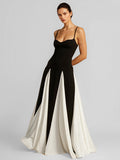 Contrast Color Maxi Dress Pleated A-line Spaghetti Strap Party Dresses For Women 2026