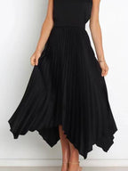 Casual Skirt Vintage Accordion Pleats Handkerchief Long Skirt In Burgundy
