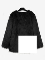 Faux Fur Coats Silver Long Sleeves Women Eco-friendly Fur Coat Coat