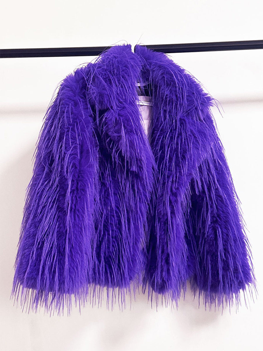 Fringed Faux Fur Coats Notched Lapel Eco-friendly Winter Jacket For Women 2026