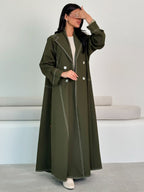 Trench Coat For Women Practical Buttons Turndown Collar Long Sleeves Polyester Front Button