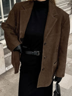 Women's Blazer Modern Suede Turndown Collar Long Sleeves