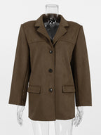 Women's Blazer Modern Suede Turndown Collar Long Sleeves