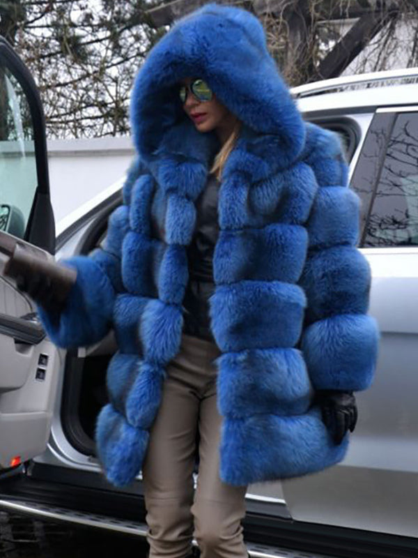 Faux Fur Coat With Hood Casual Winter Midi Jacket For Women 2026