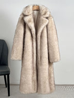Faux Fur Coats Notched Lapel Oversized Winter Long Jacket For Women 2026