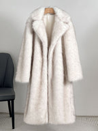 Faux Fur Coats Notched Lapel Oversized Winter Long Jacket For Women 2026