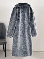 Faux Fur Coats Notched Lapel Oversized Winter Long Jacket For Women 2026