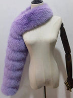 Faux Fur Coats Black No Waistline Asymmetrical Women Coat