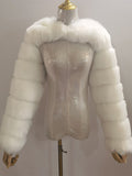 Faux Fur Long Sleeves Eco-friendly White Cropped Outerwear For Women 2026