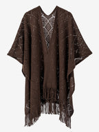 Women Poncho Designed Neckline Light Brown Poncho Cape