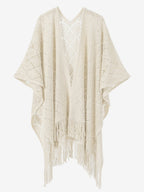 Women Poncho Designed Neckline Light Brown Poncho Cape