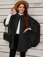 Women Poncho Stand Collar Khaki Asymmetrical Cape