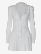 Club Dress For Women V-Neck Sexy Long Sleeves Polyester White Sexy Dress