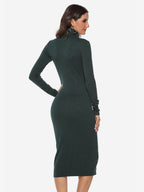 Knitted Dress For Women Comfy Polyester Long Sleeves High Collar