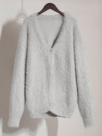 Faux Fur Cardigan khaki Long Sleeves V-Neck Oversized Spring Cozy Outerwear For Women 2026