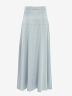 Gray Satin Skirt with Slit High Waisted Solid Color Summer A-line Long Skirt For Women 2026