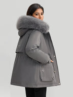 Plush Thickened Parka Jacket With Faux Fur Collar Hooded Winter Outerwear For Women 2026
