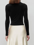 Basic T-Shirt For Women Long Sleeves Pleated Half Turtleneck Slim Fit Spring Tops 2026