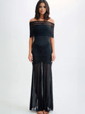 Pleated Maxi Dresses Off-Shoulder Sheer Semi-formal Party Long Dress For Women 2026