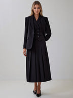Office Two Piece Co-ord Set For Women Double-breasted Lapel Vest And Pleated Long Skirt Summer Outfit 2026