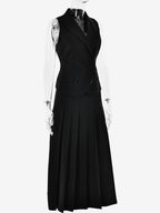 Office Two Piece Co-ord Set For Women Double-breasted Lapel Vest And Pleated Long Skirt Summer Outfit 2026