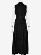 Office Two Piece Co-ord Set For Women Double-breasted Lapel Vest And Pleated Long Skirt Summer Outfit 2026